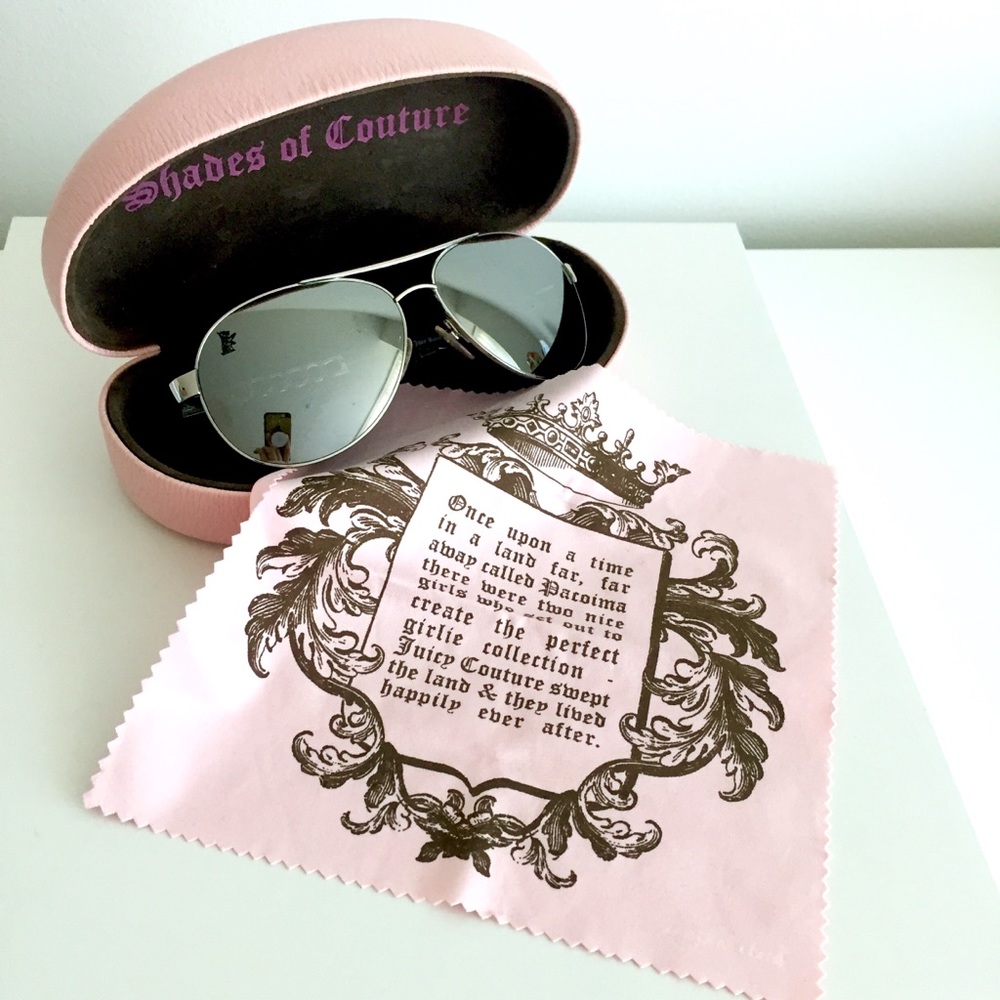 JUICY COUTURE Silver Mirror Aviator Sunglasses EUC